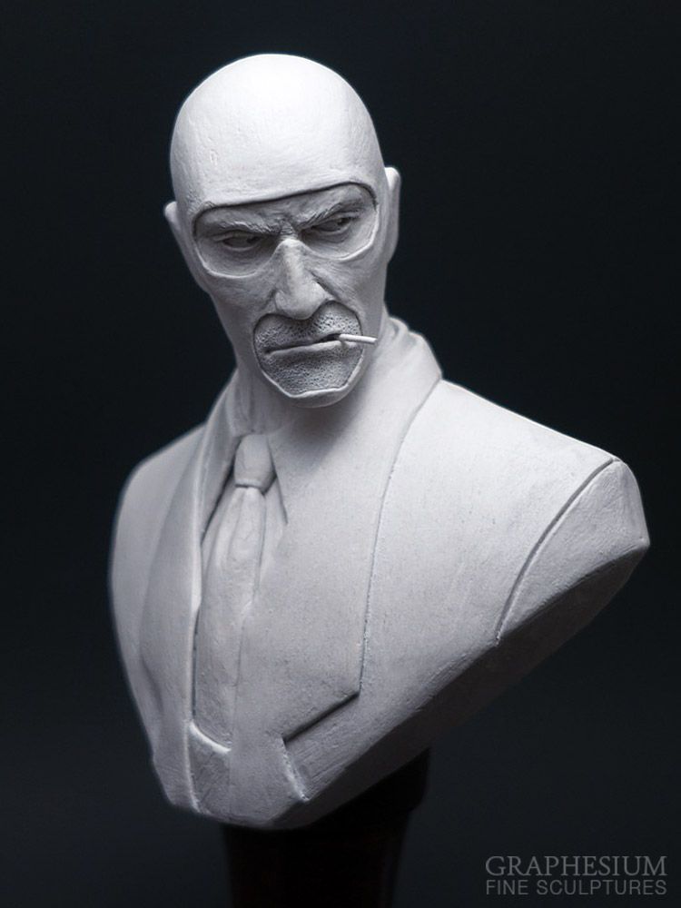 Handmade stone Spy (Team Fortress 2) sculpture / statue / figure by Robin, Graphesium Fine Sculptures (@gsculpt)